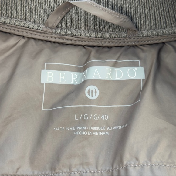 Bernardo Insulated Puffer Bomber Jacket Water Resistant Moonrock Size Large - Picture 12 of 15